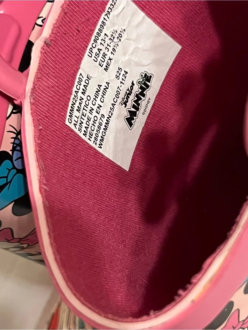 Disney Pink Minnie & Daisy Pattern Kids Rain Boots